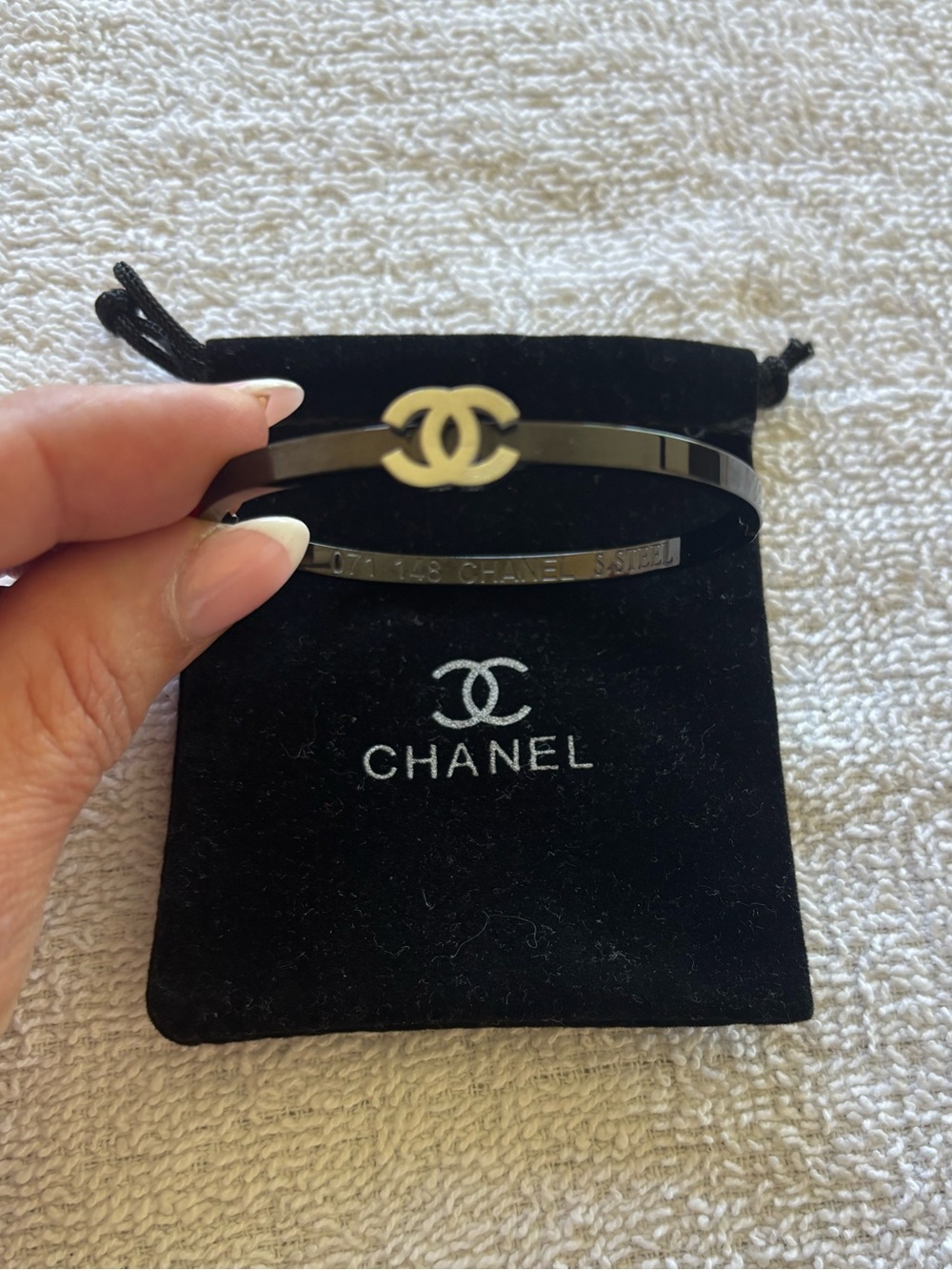 Chanel Logo Bracelet in Gold & Black
